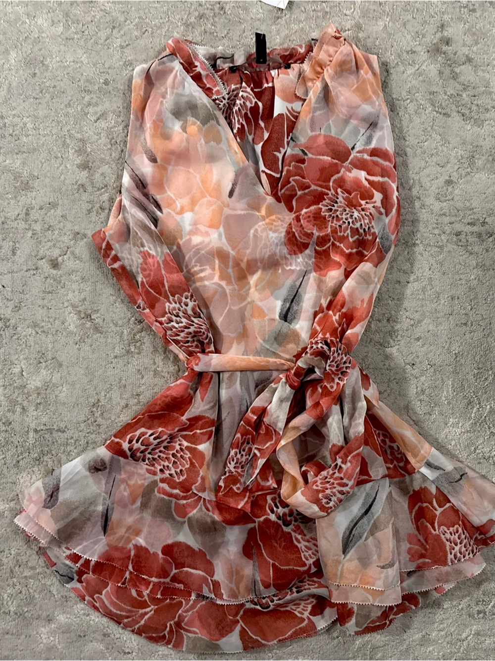 NWT❗️White House Black Market Floral Sheer Belted Women’s Blouse
